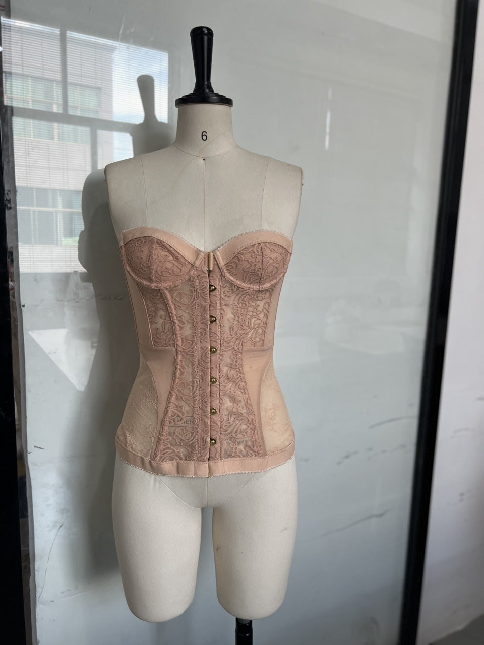 Black Lace Boned Corset — Luxury Mesh Bustier